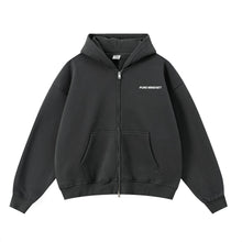 Load image into Gallery viewer, DARK GREY PURE MINDSET ZIP-UP HOODIE
