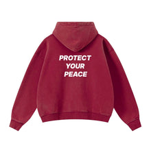 Load image into Gallery viewer, RED PROTECT YOUR PEACE ZIP-UP HOODIE
