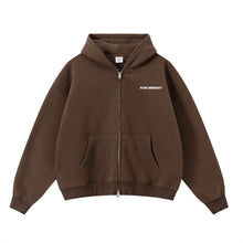 Load image into Gallery viewer, BROWN PURE MINDSET ZIP-UP HOODIE
